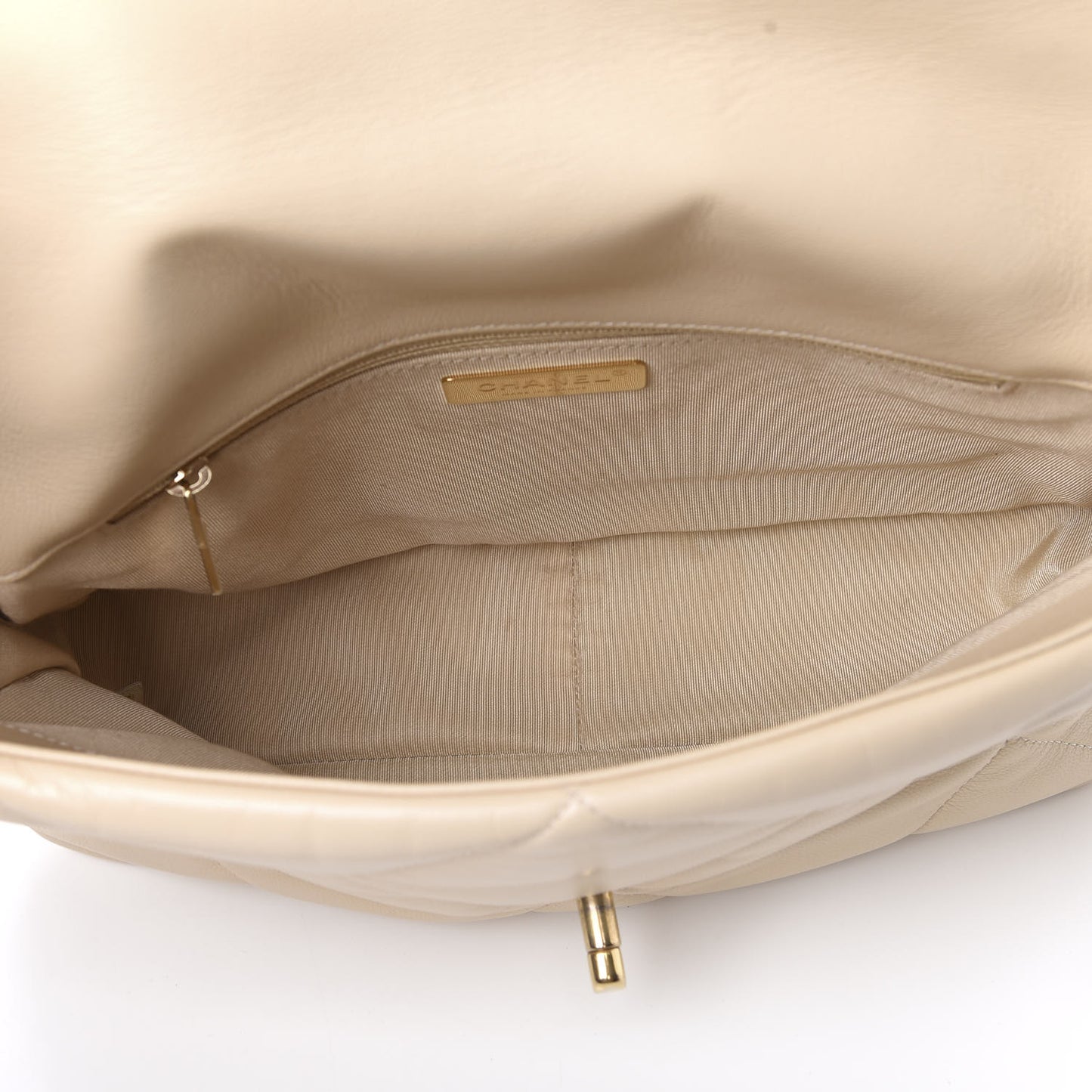 Goatskin Quilted Medium 19 Flap Beige