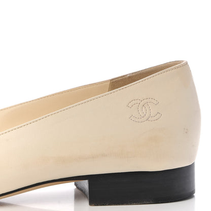 Chanel Lambskin Crystal CC Cap Toe Ballerina Flats 40.5 Beige Black 11 of 20