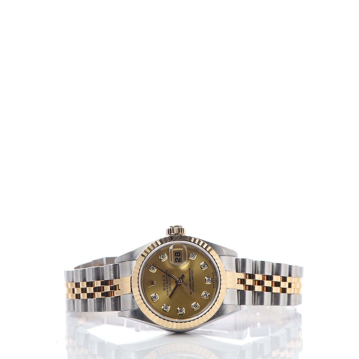 Stainless Steel 18K Yellow Gold Diamond 26mm Oyster Perpetual Datejust Watch Champagne 79173
