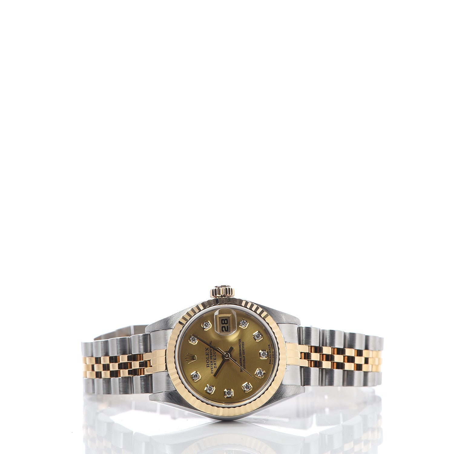 Rolex Stainless Steel 18K Yellow Gold Diamond 26mm Oyster Perpetual Datejust Watch Champagne 79173 3 of 6