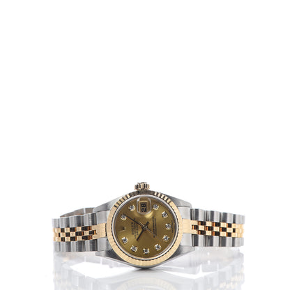 Rolex Stainless Steel 18K Yellow Gold Diamond 26mm Oyster Perpetual Datejust Watch Champagne 79173 3 of 6