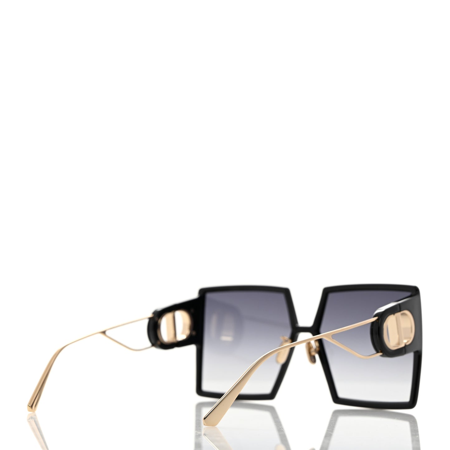 Acetate Square 30 Montaigne Sunglasses Black Gold