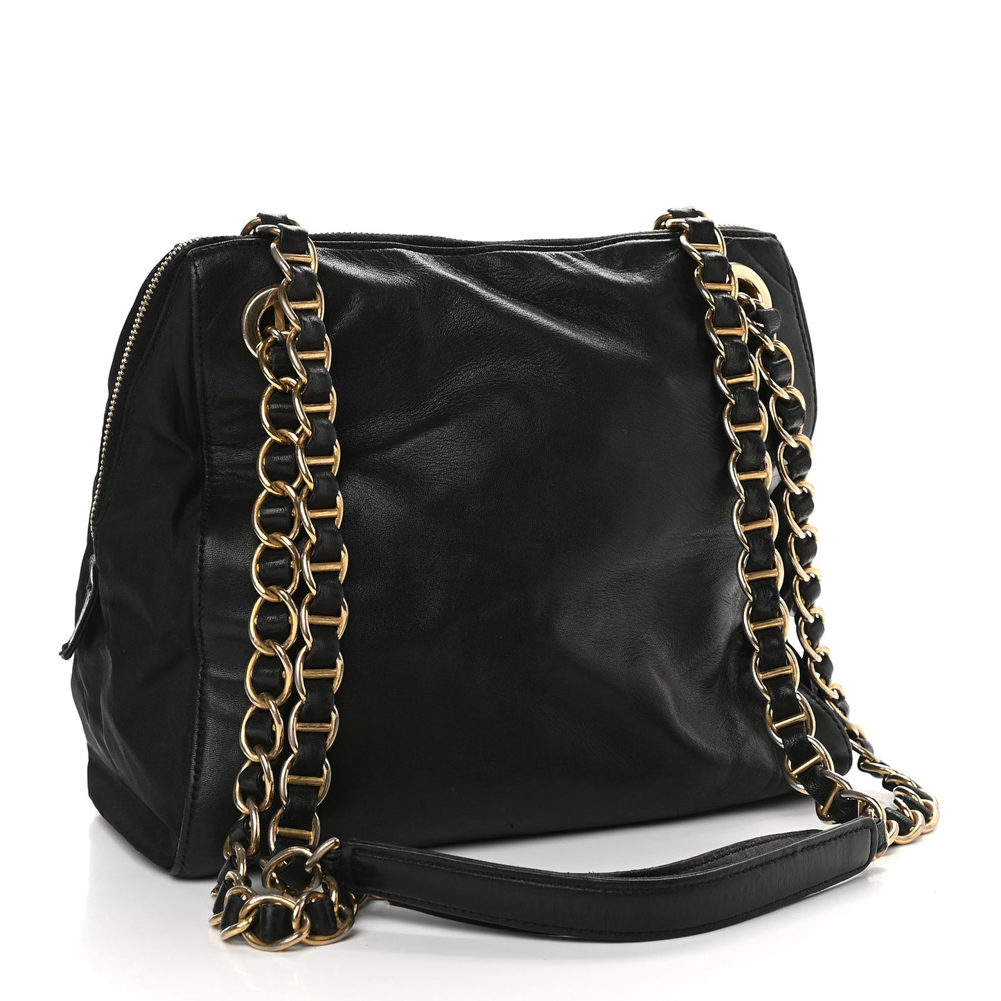 Tessuto Nylon Glace Calf Logo Shoulder Bag Black