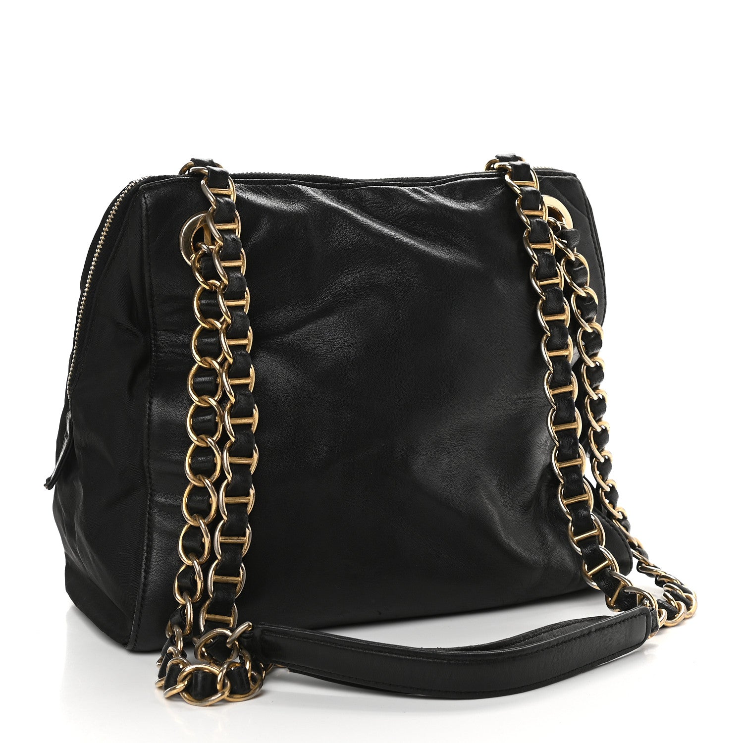 Prada Tessuto Nylon Glace Calf Logo Shoulder Bag Black 3 of 12