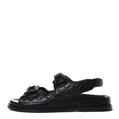 Chanel Lambskin Quilted Velcro Dad Sandals 41 So Black 1 of 12
