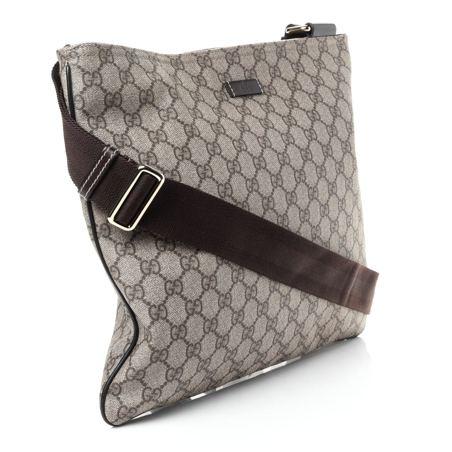 GG Supreme Monogram Medium Flat Messenger Bag Dark Brown