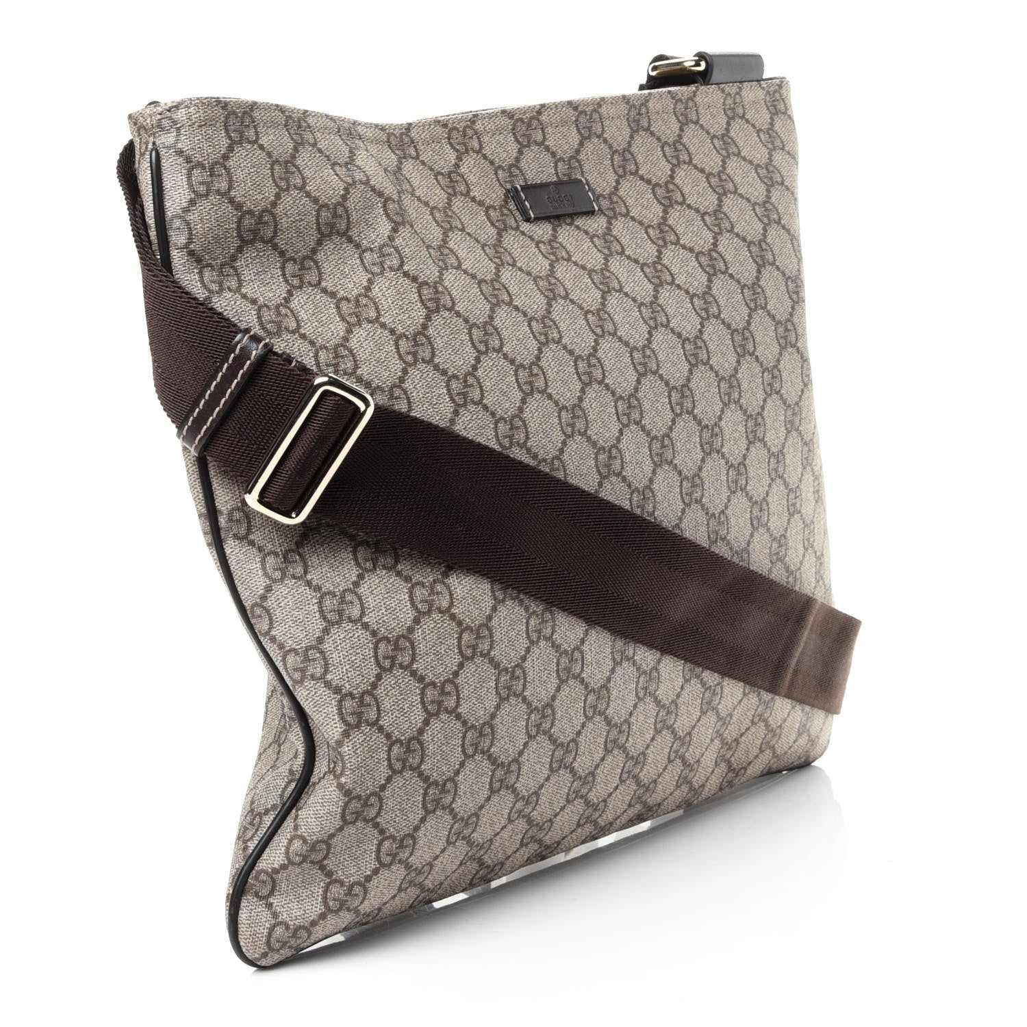 Gucci GG Supreme Monogram Medium Flat Messenger Bag Dark Brown 4 of 6