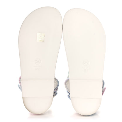 Chanel Printed Fabric Quilted Dad Sandals 37.5 Green Pink Blue 5 of 9