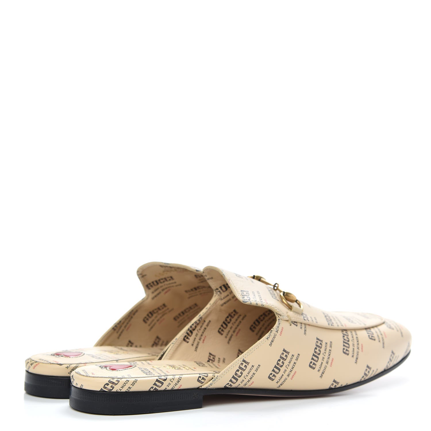 Gucci Calfskin Stamp Print Womens Princetown Slippers 40.5 Soy Black 4 of 9