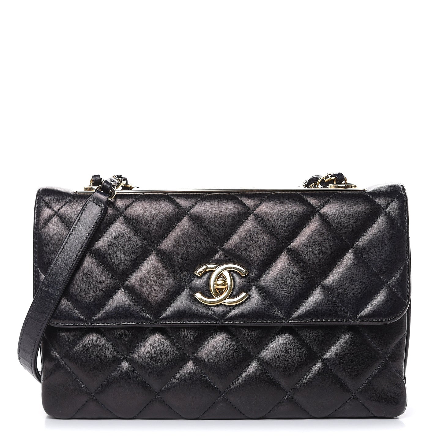 Lambskin Quilted Medium Trendy CC Flap Black
