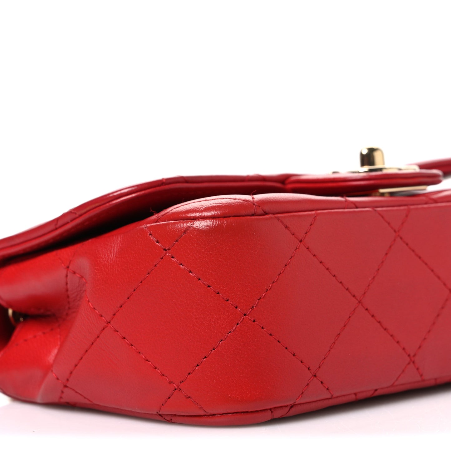 Lambskin Quilted Extra Mini V For Victory Flap Red