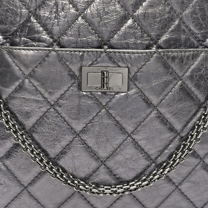 Chanel Metallic Aged Calfskin Quilted Large Reissue Camera Case Silver 8 of 10