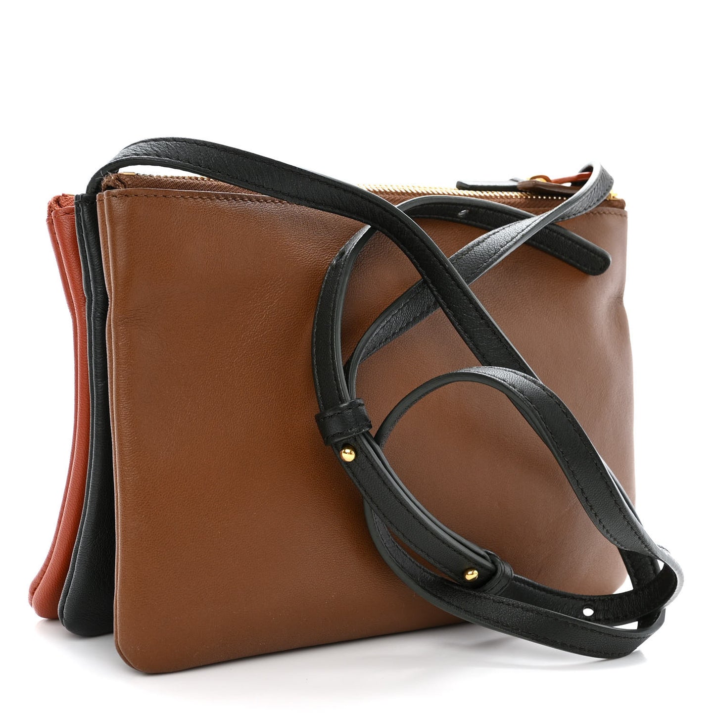 Lambskin Small Multicolor Trio Crossbody Bag Tan Multicolor