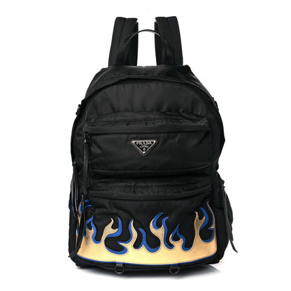 Prada Nylon Saffiano Flame Backpack Black 1 of 9