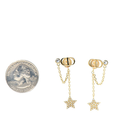 Christian Dior Crystal Star CD J'Adior Dangle Earrings Gold 2 of 4
