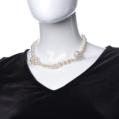 Chanel Graduated Pearl CC Short Necklace Silver 2 of 8