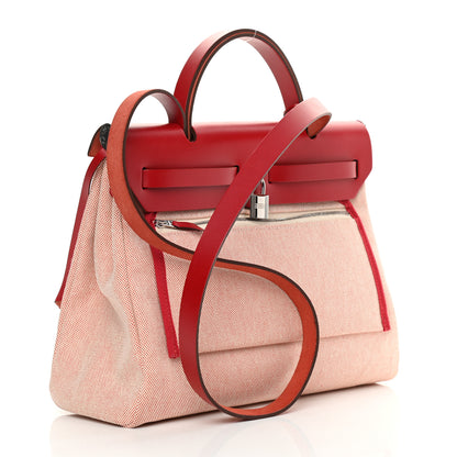 Hermes Vache Hunter Toile Pegase Pop Herbag Zip Retourne 31 PM Rouge Piment 3 of 14