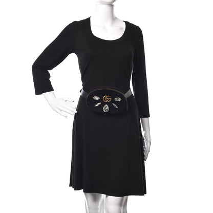 Gucci Velvet Matelasse Marquise Crystals GG Marmont Belt Bag 75 30 Black 2 of 11
