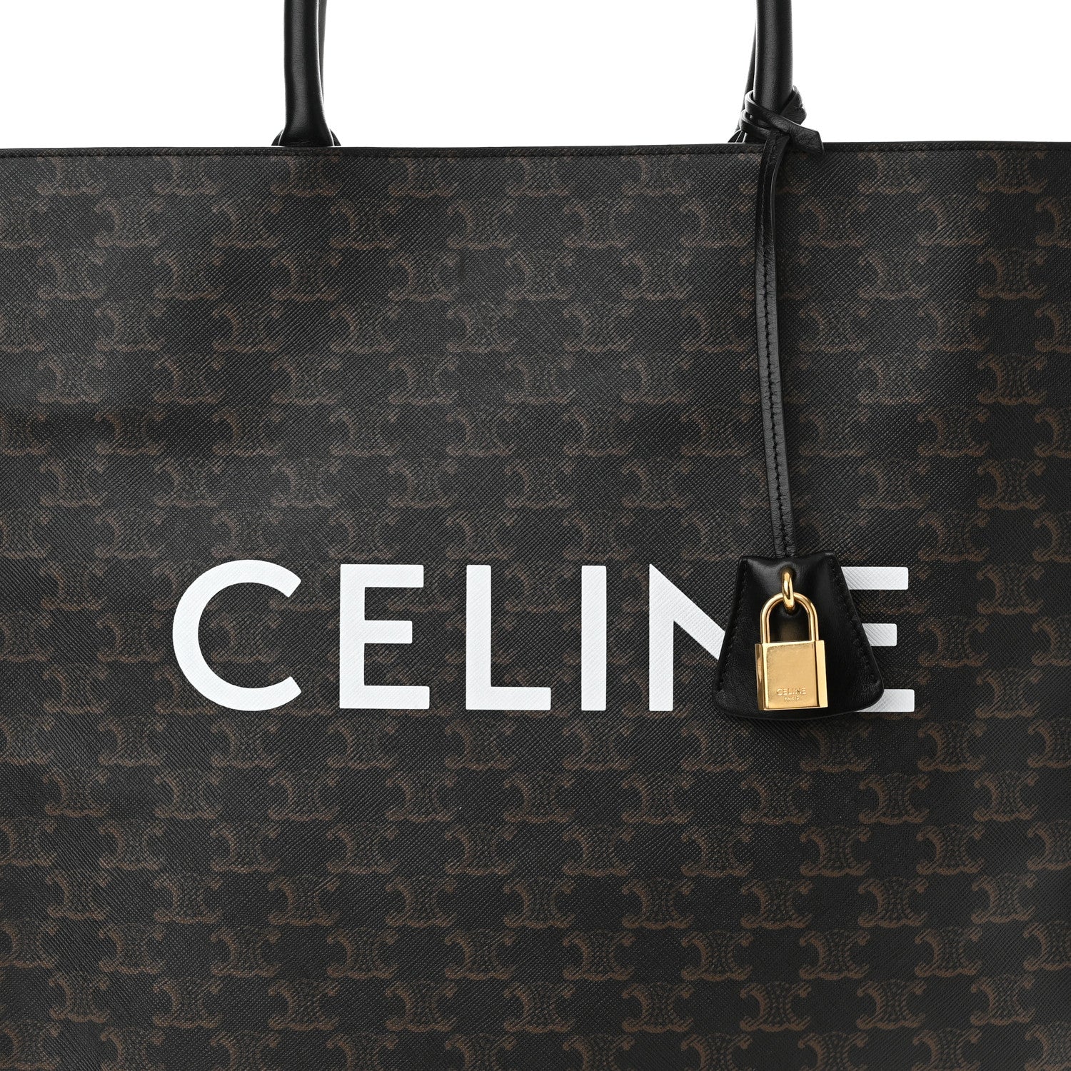 Celine Triomphe Canvas Calfskin Large Vertical Cabas Black 8 of 10