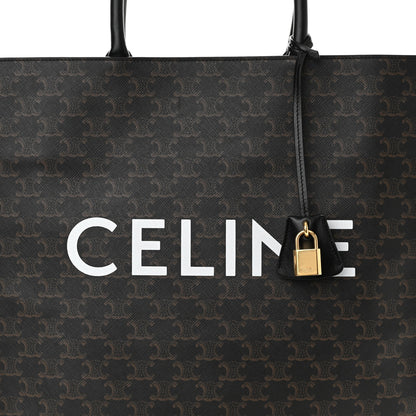 Celine Triomphe Canvas Calfskin Large Vertical Cabas Black 8 of 10