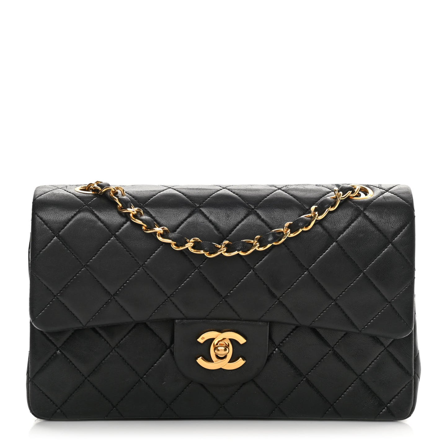 Lambskin Quilted Small Double Flap Black