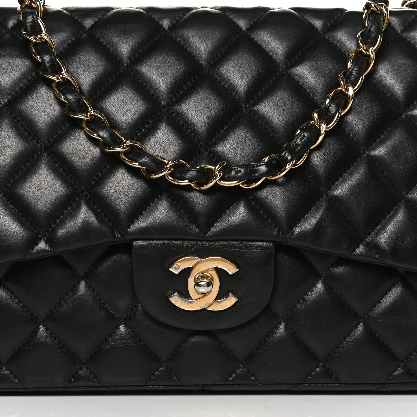 Lambskin Quilted Jumbo Single Flap Black