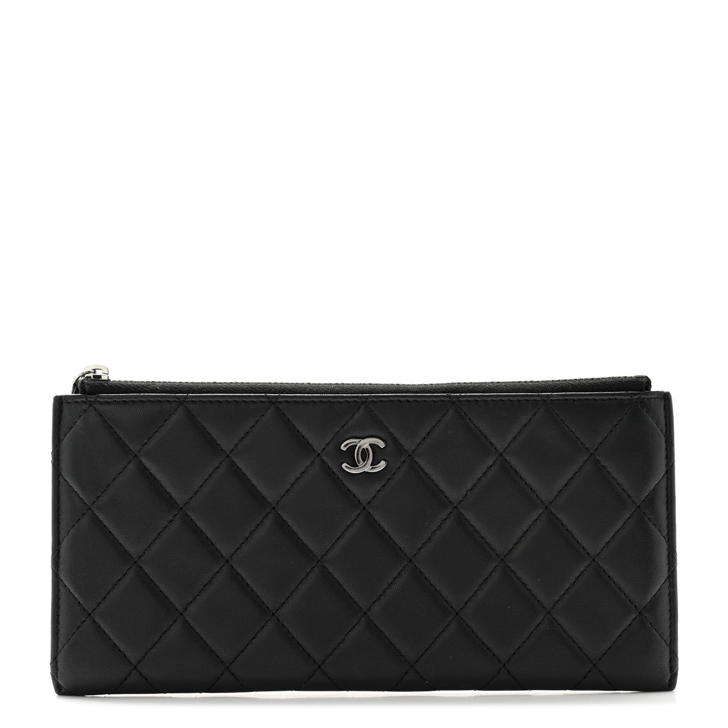 Chanel Lambskin Quilted Zip Pouch Black 1 of 8