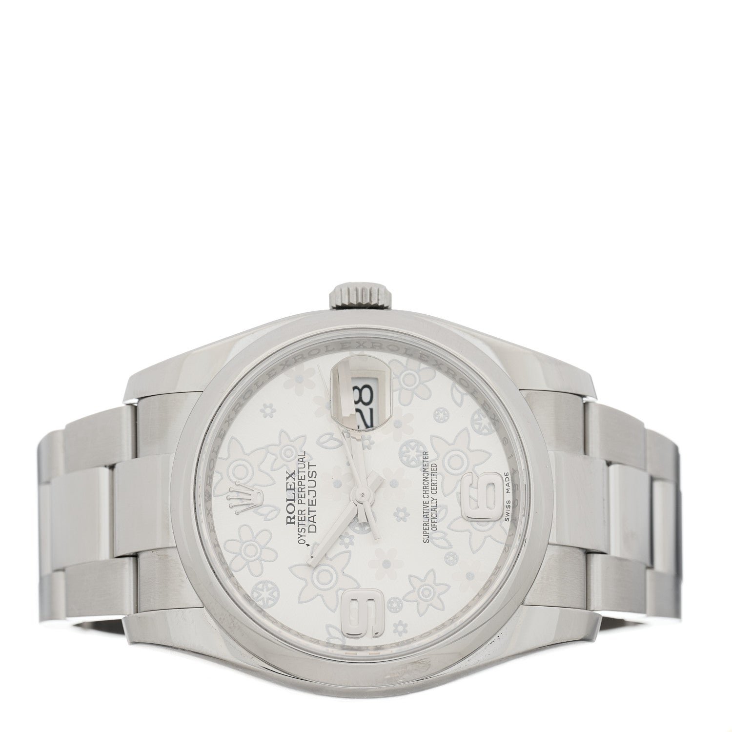 Rolex Stainless Steel 36mm Oyster Perpetual Datejust Watch Silver Flowers 116200 2 of 4