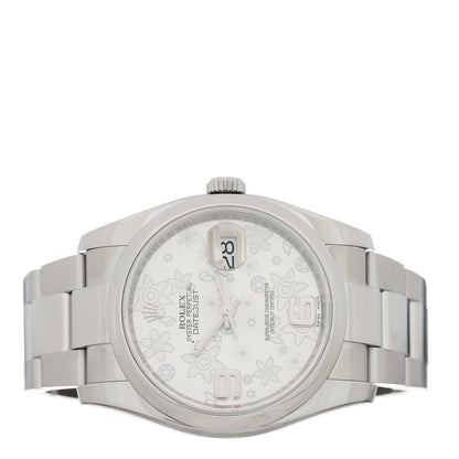 Rolex Stainless Steel 36mm Oyster Perpetual Datejust Watch Silver Flowers 116200 2 of 4