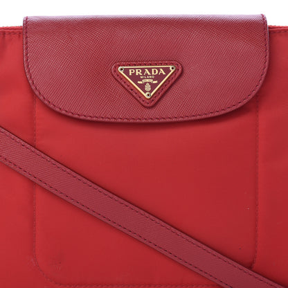 Prada Nylon Vela Saffiano Flat Flap Messenger Bag Red 12 of 12