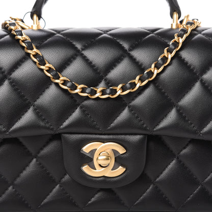 Chanel Lambskin Quilted Mini Top Handle Rectangular Flap Black 10 of 11