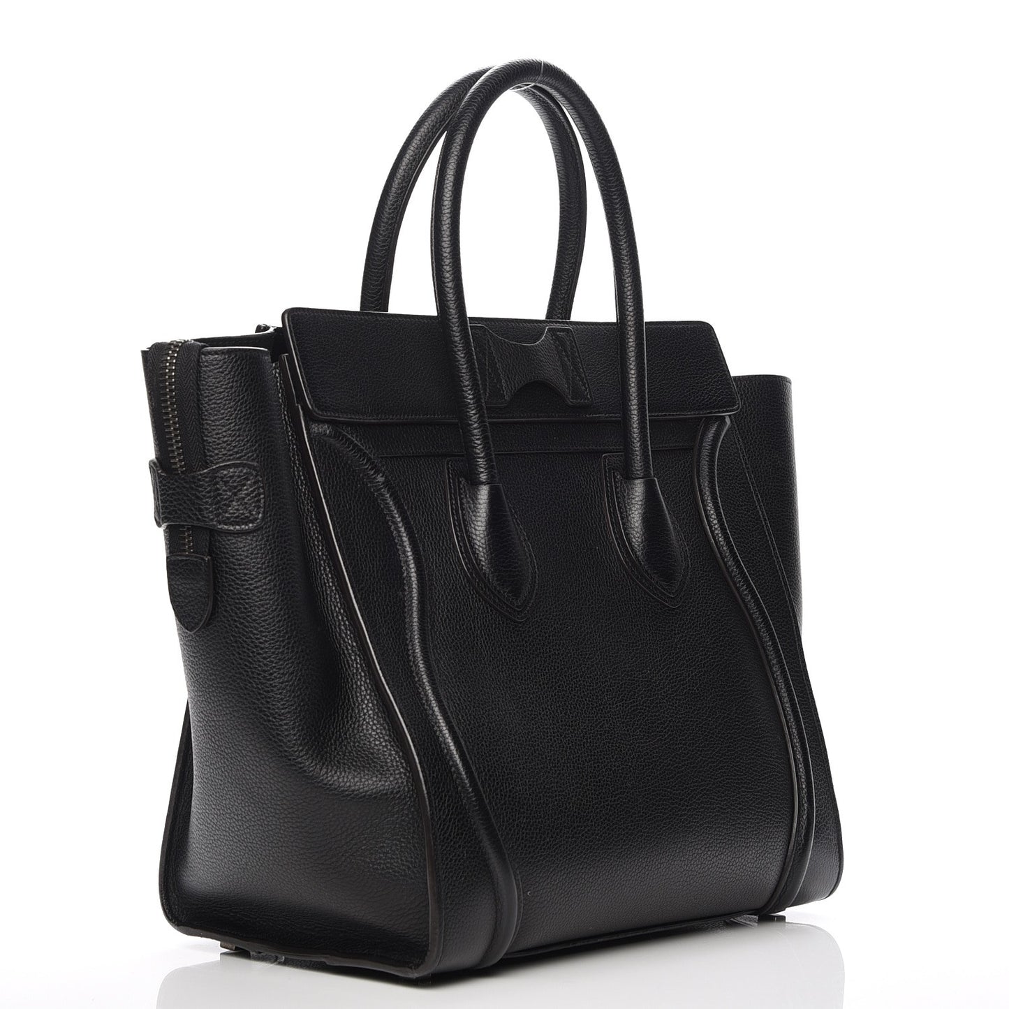 Drummed Calfskin Mini Luggage Black