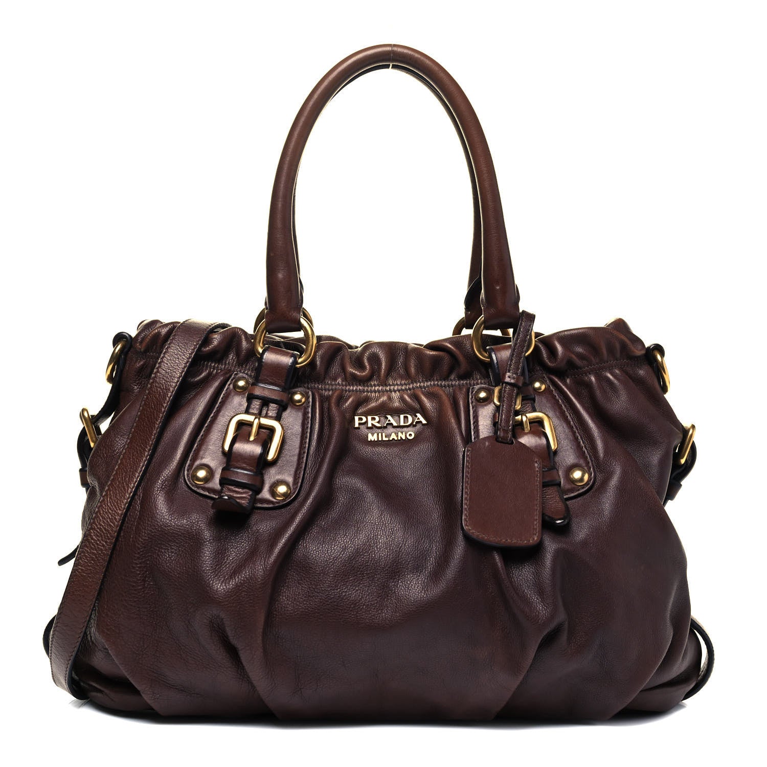 Prada Soft Calf Pleated Hobo Nocciolo 1 of 11