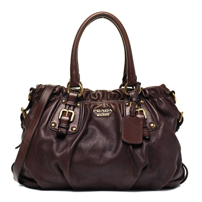 Prada Soft Calf Pleated Hobo Nocciolo 1 of 11