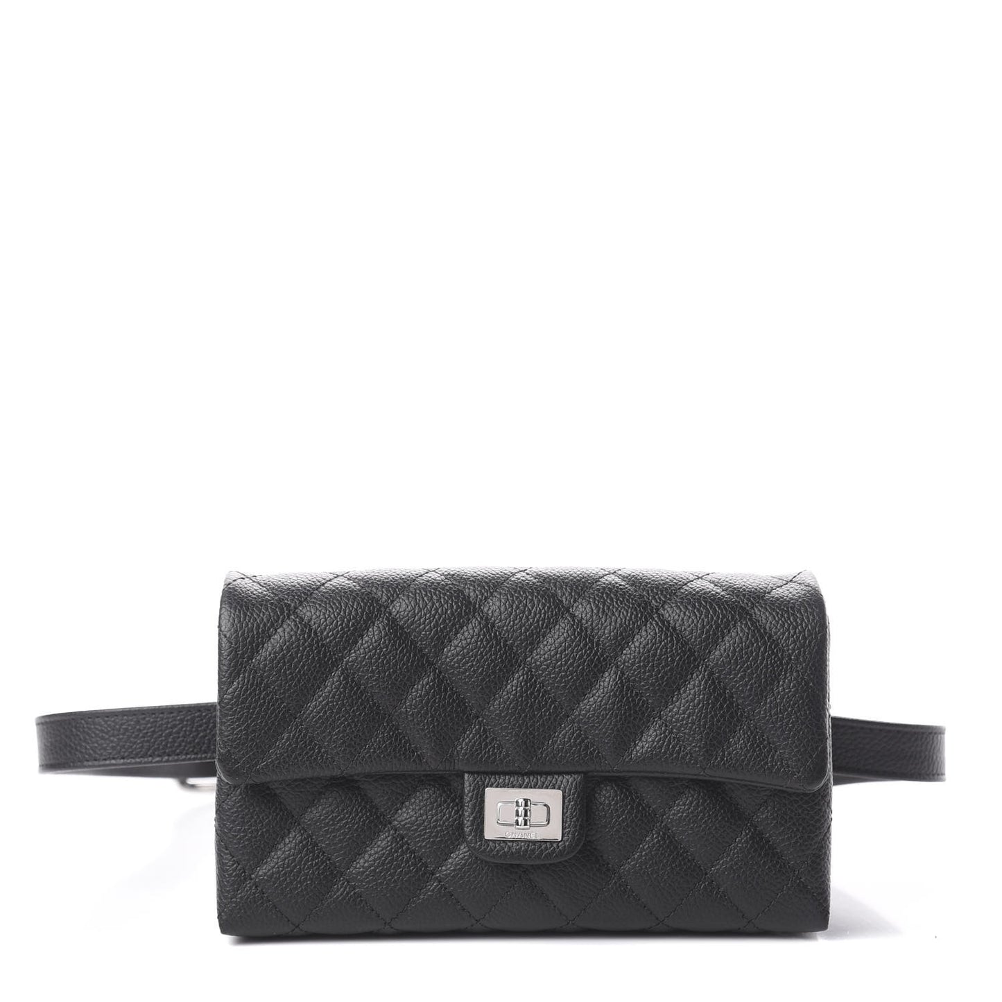 Grained Calfskin Quilted 2.55 Reissue Flap Belt Bag Clutch Black