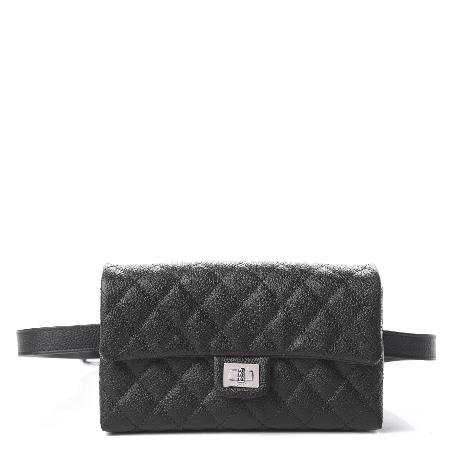 Chanel Grained Calfskin Quilted 2.55 Reissue Flap Belt Bag Clutch Black 1 of 10