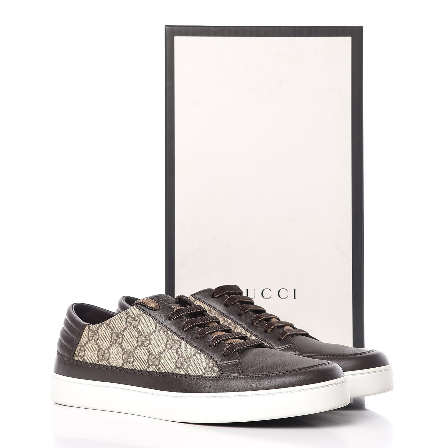 GG Supreme Monogram Men's Low Top Sneakers 10.5 Brown