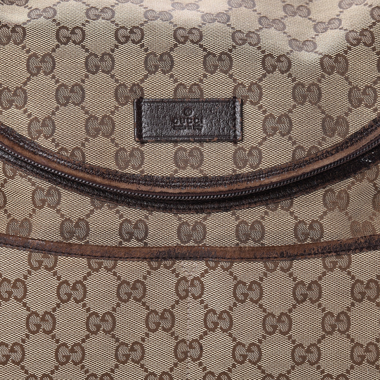 Gucci Monogram Natural Pigskin Large Diaper Bag Beige Ebony Cocoa Dark Chocolate 32 of 32