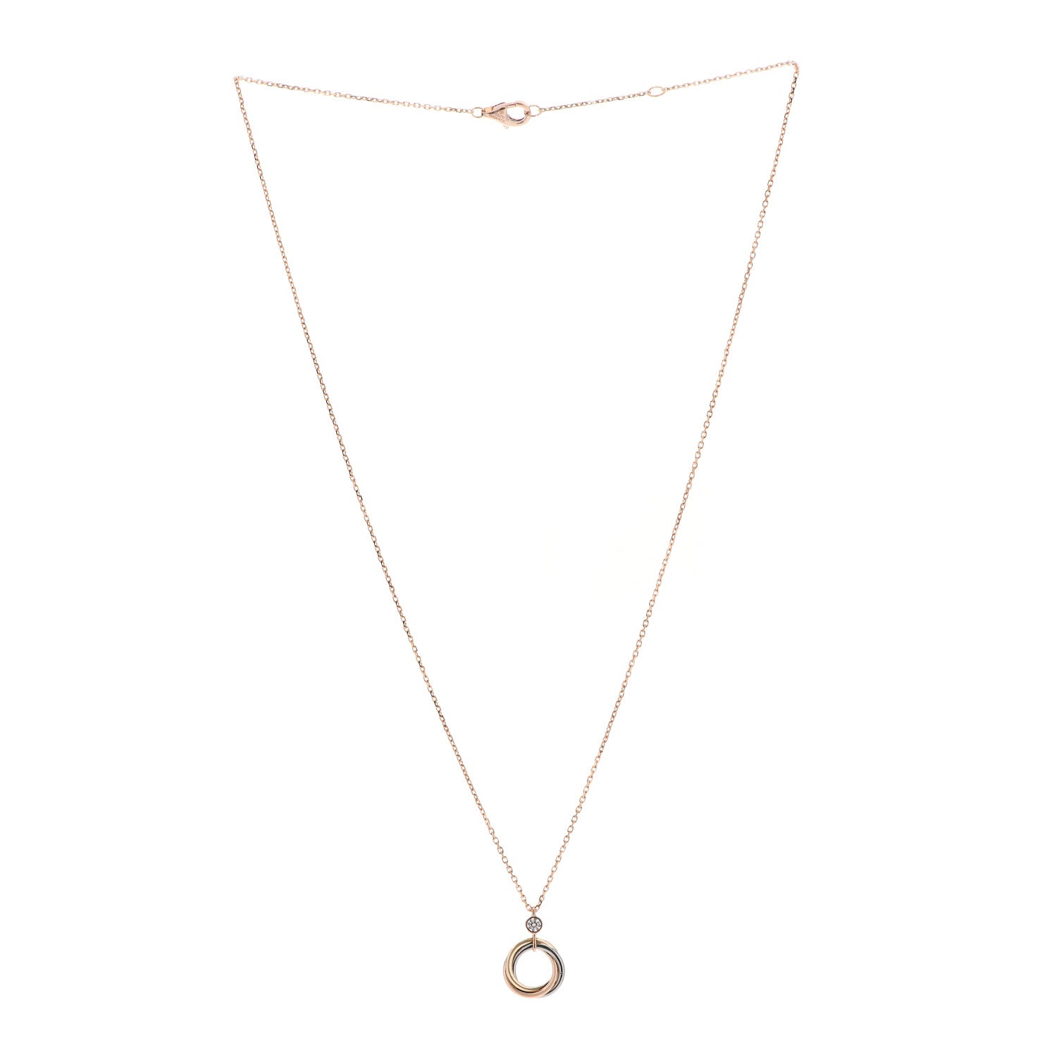 Cartier 18K Pink Yellow White Gold Diamond Trinity Pendant Necklace 3 of 5