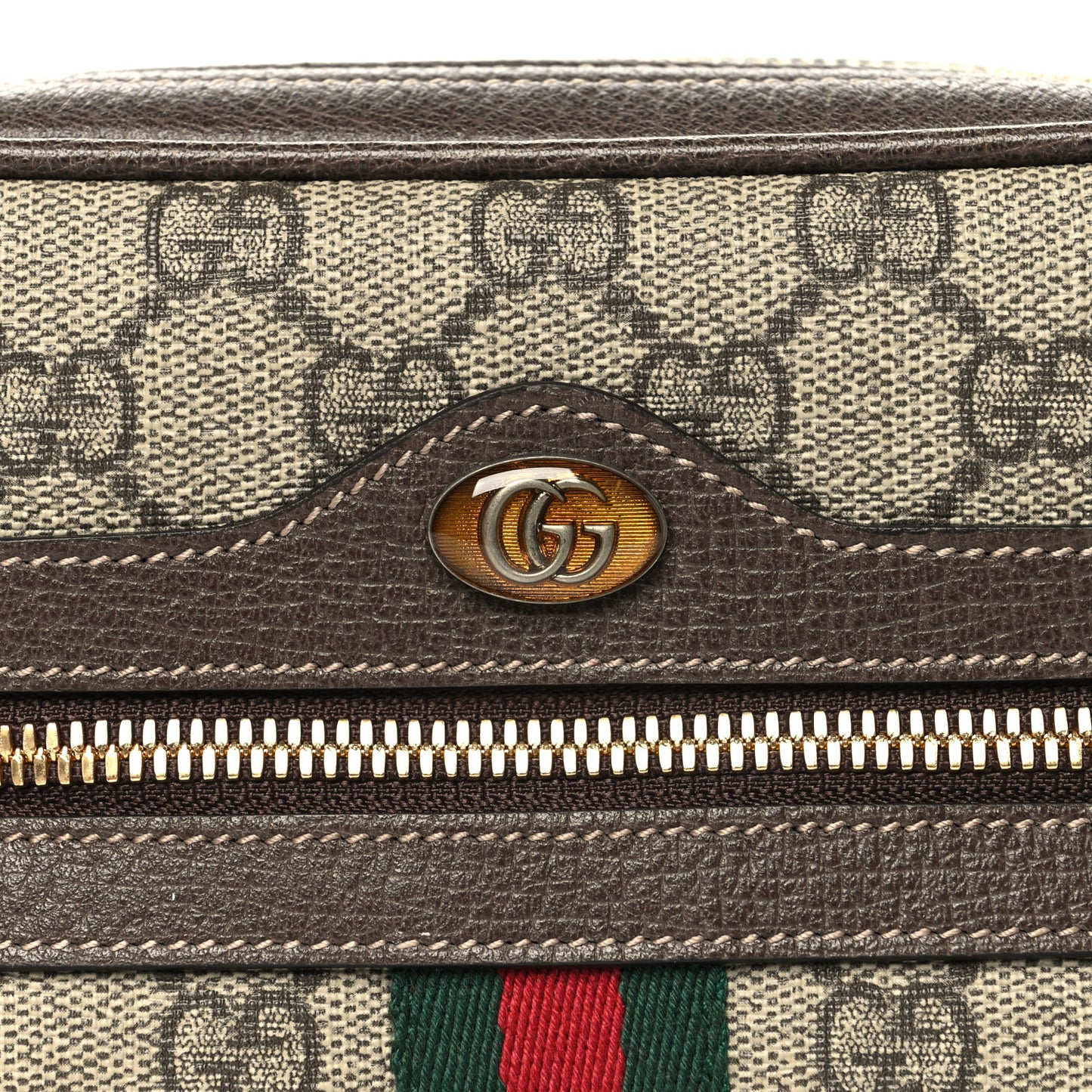 GG Supreme Monogram Web Small Ophidia Belt Bag 75 30 Dark Brown