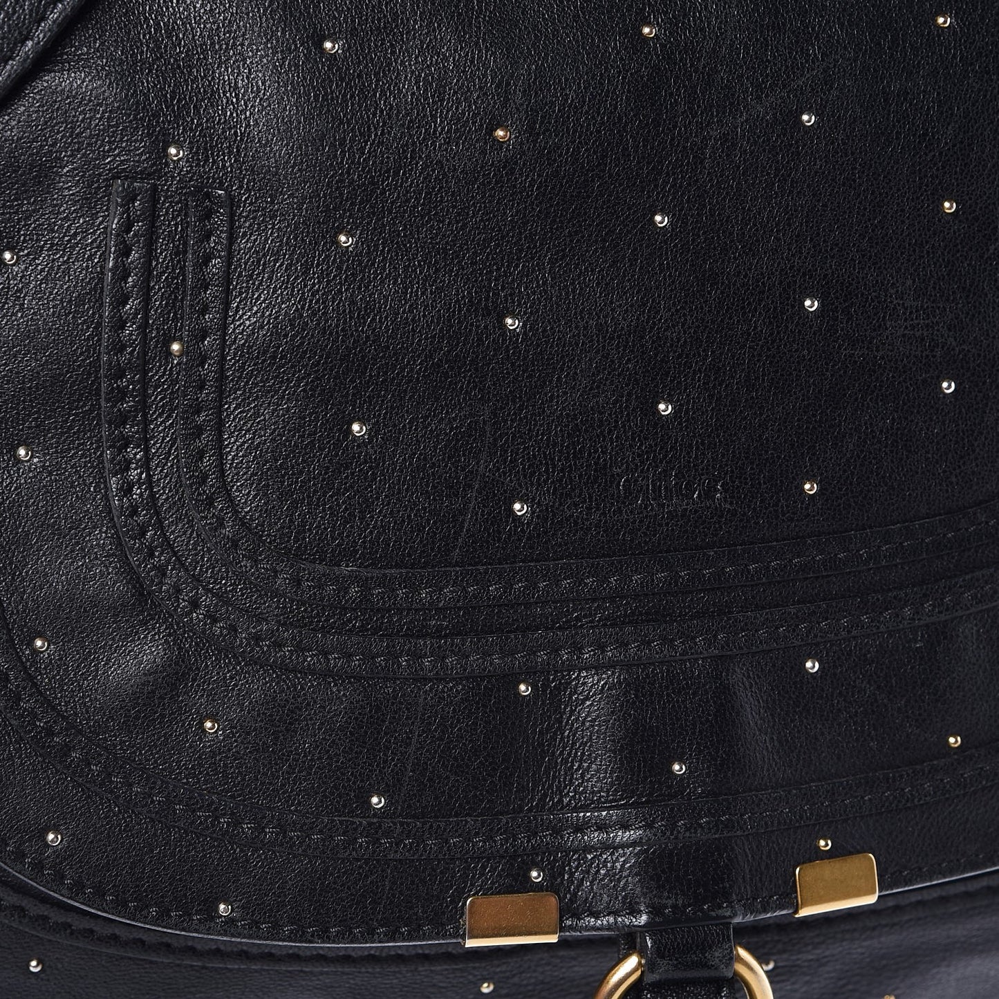 Calfskin Studded Medium Marcie Satchel Black