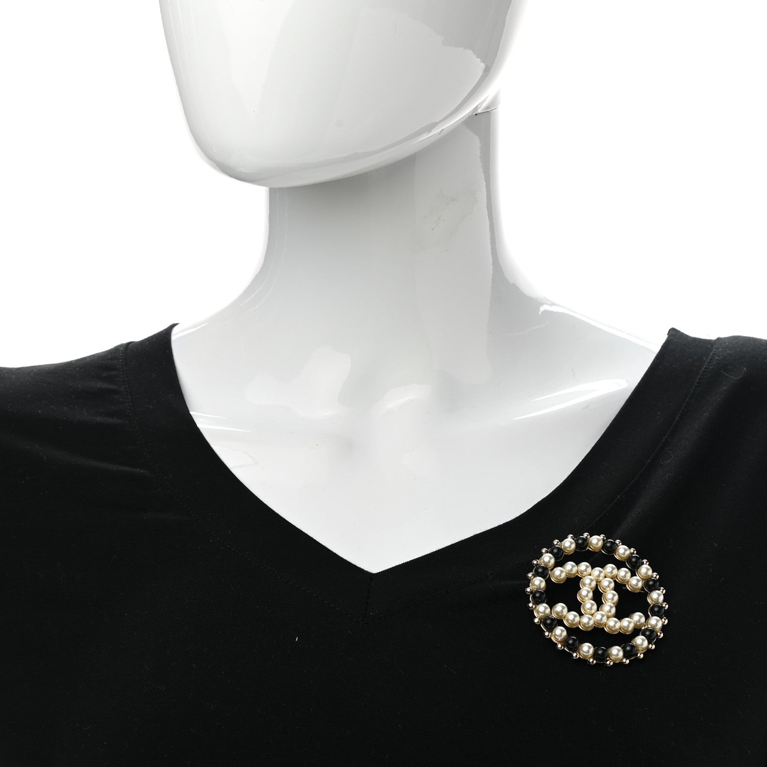 Chanel Pearl CC Brooch Black Gold 2 of 6