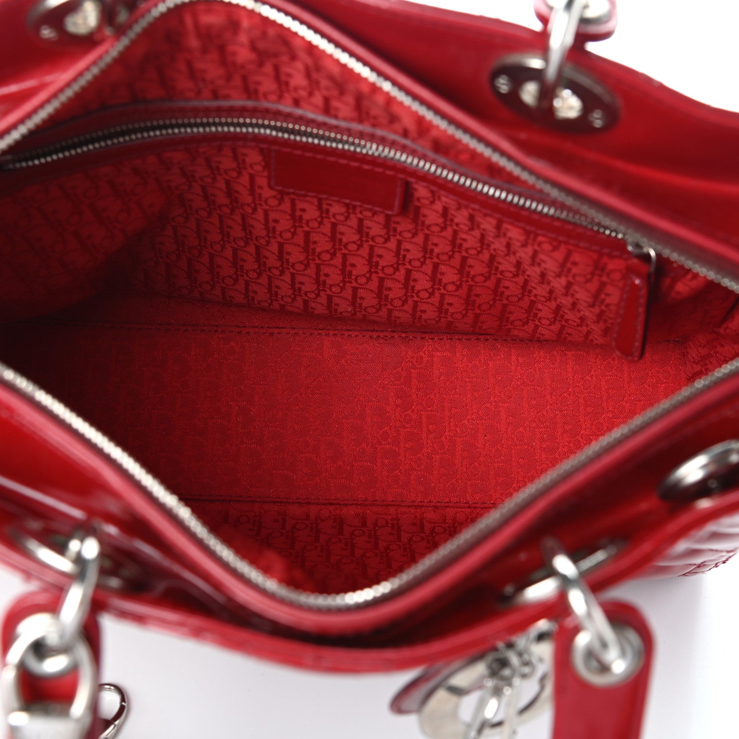 Christian Dior Patent Cannage Large Lady Dior Red 5 of 9