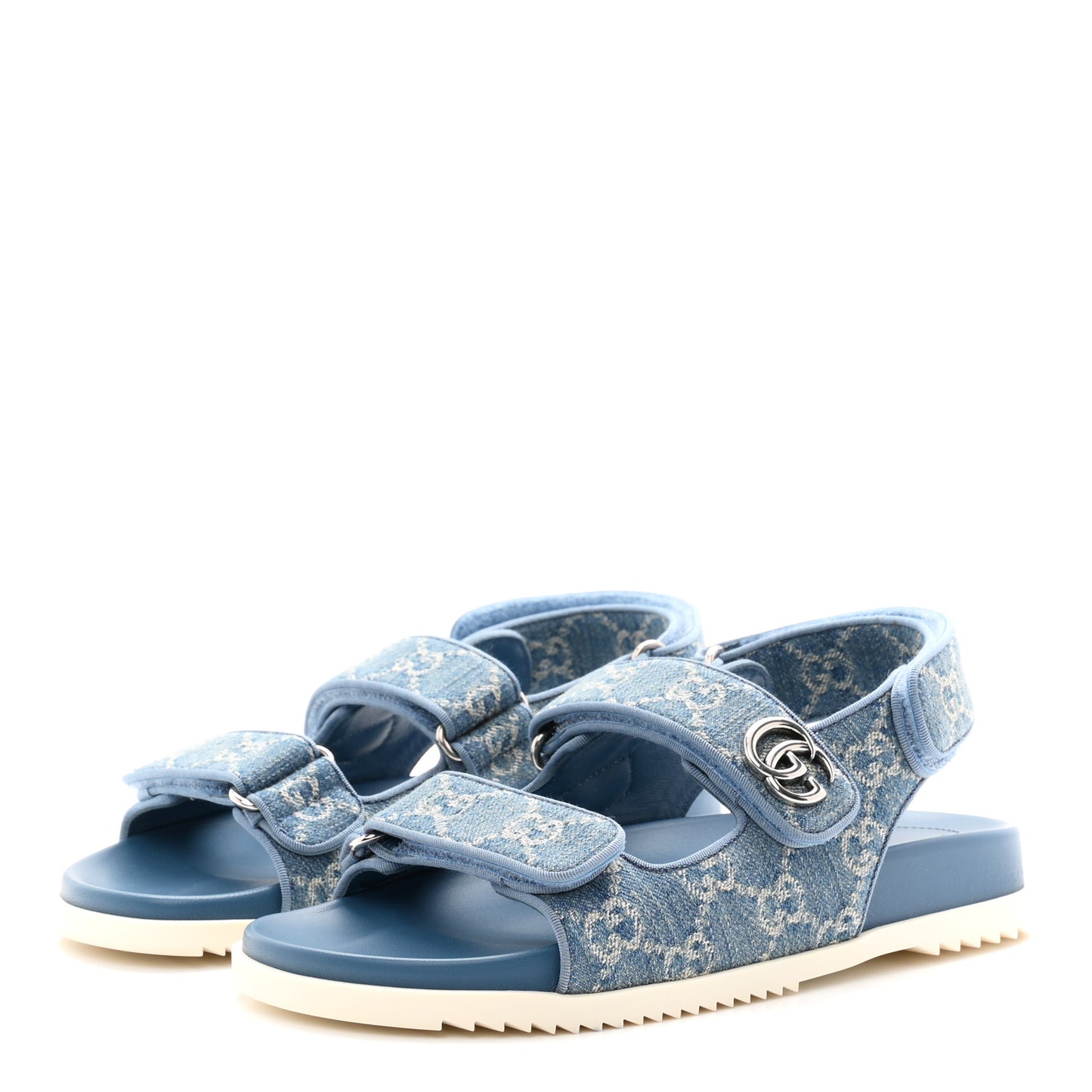 New Denim Delave GG Monogram Womens Dad Sandals 37 Light Blue Avion