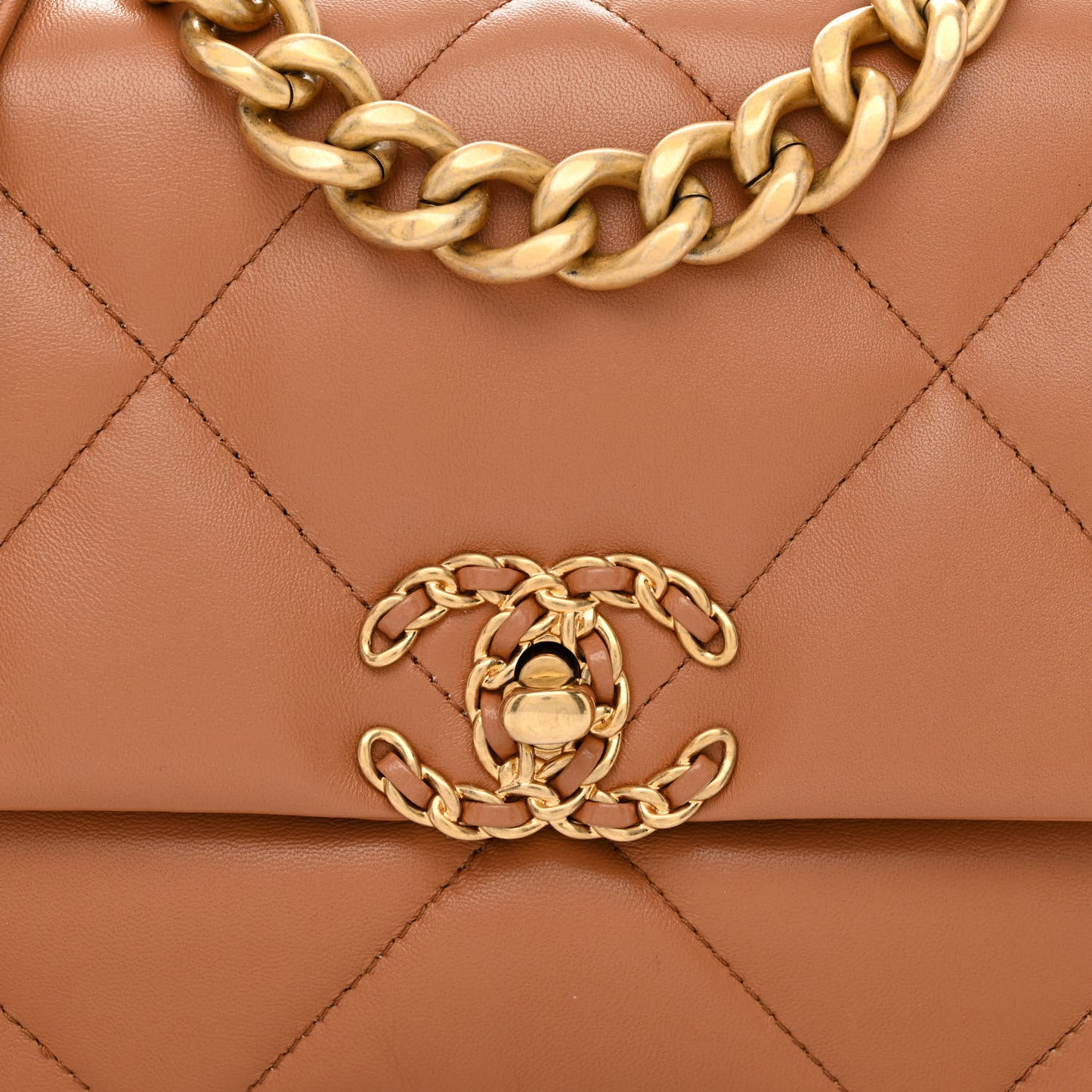 Lambskin Quilted Medium Chanel 19 Flap Brown
