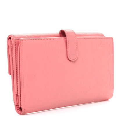 Chanel Lambskin Camellia Embossed Large Brilliant Flap Wallet Pink 3 of 8