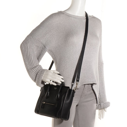Celine Drummed Calfskin Nano Luggage Black 2 of 7