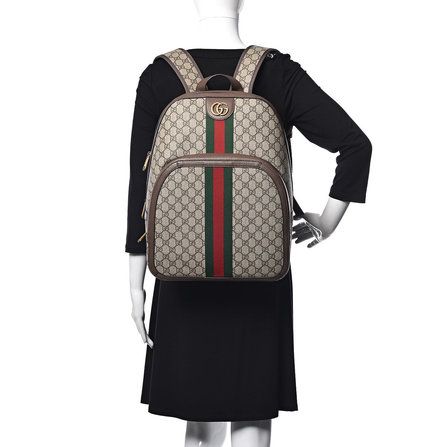 GG Supreme Monogram Medium Ophidia Day Backpack Brown