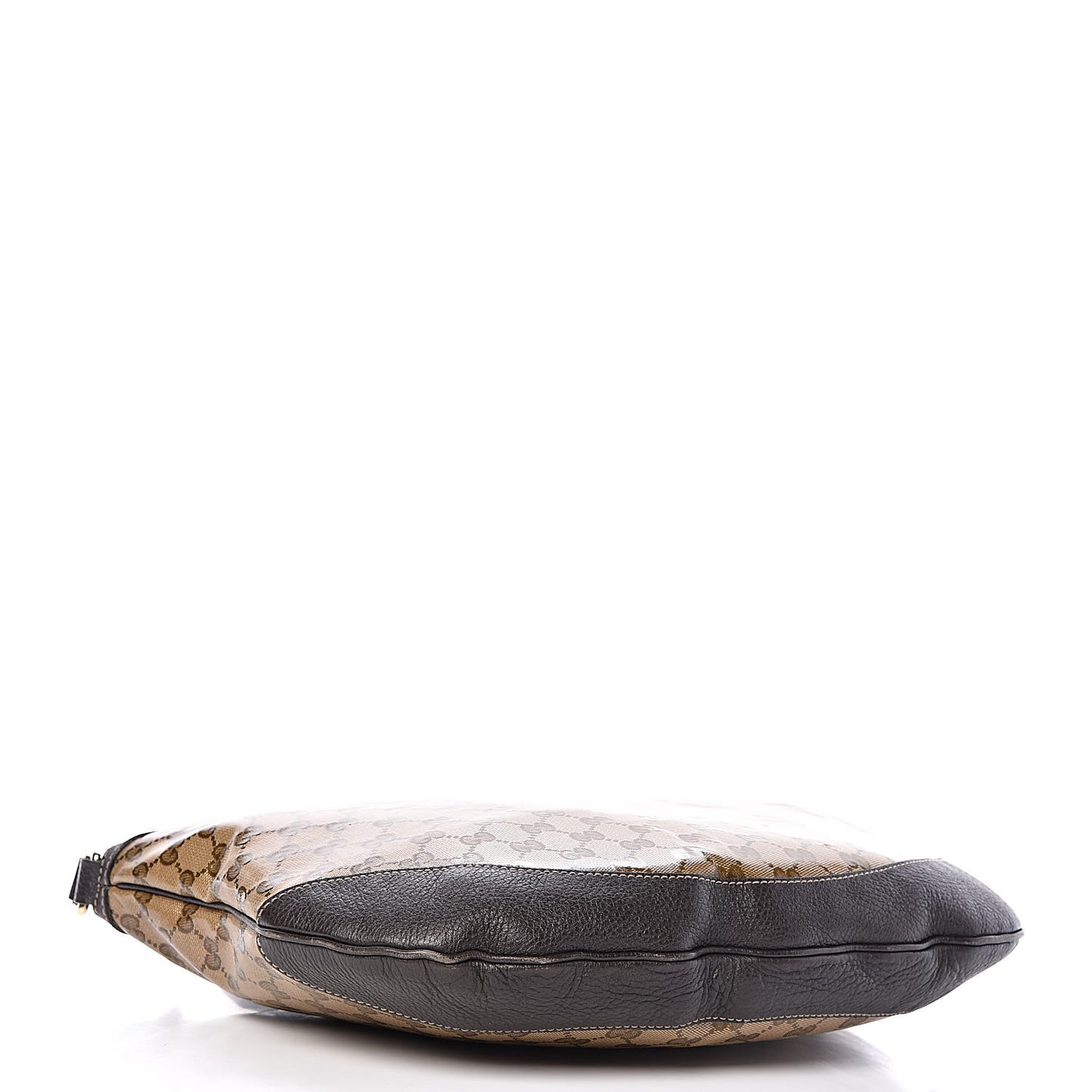 Crystal Monogram Medium Half Moon Hobo Dark Brown