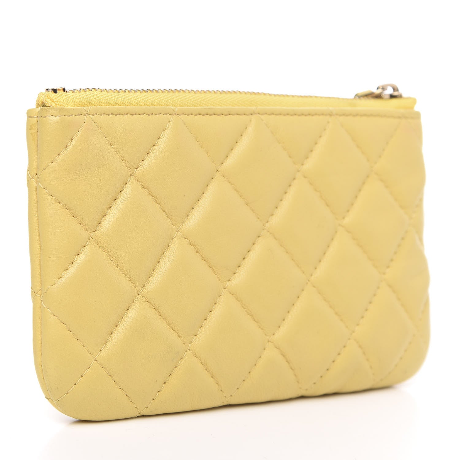 Chanel Lambskin Quilted Small Cosmetic Case Yellow 2 of 7
